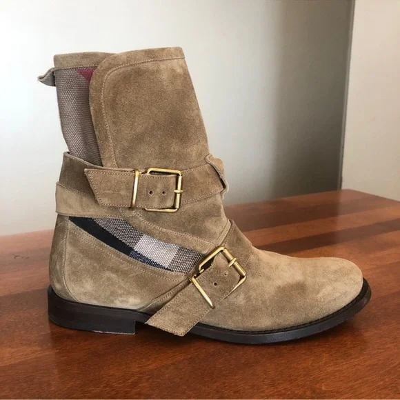 Burberry Tan Suede Combat Boots - Picture 11 of 13